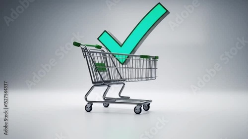 Successful Online Shopping Check Mark in Shopping Cart