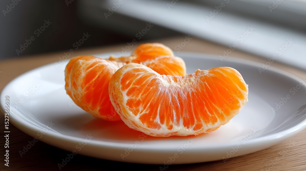 Sliced Mandarin Oranges on a White Plate Sliced Mandarin Oranges on a White Plate
