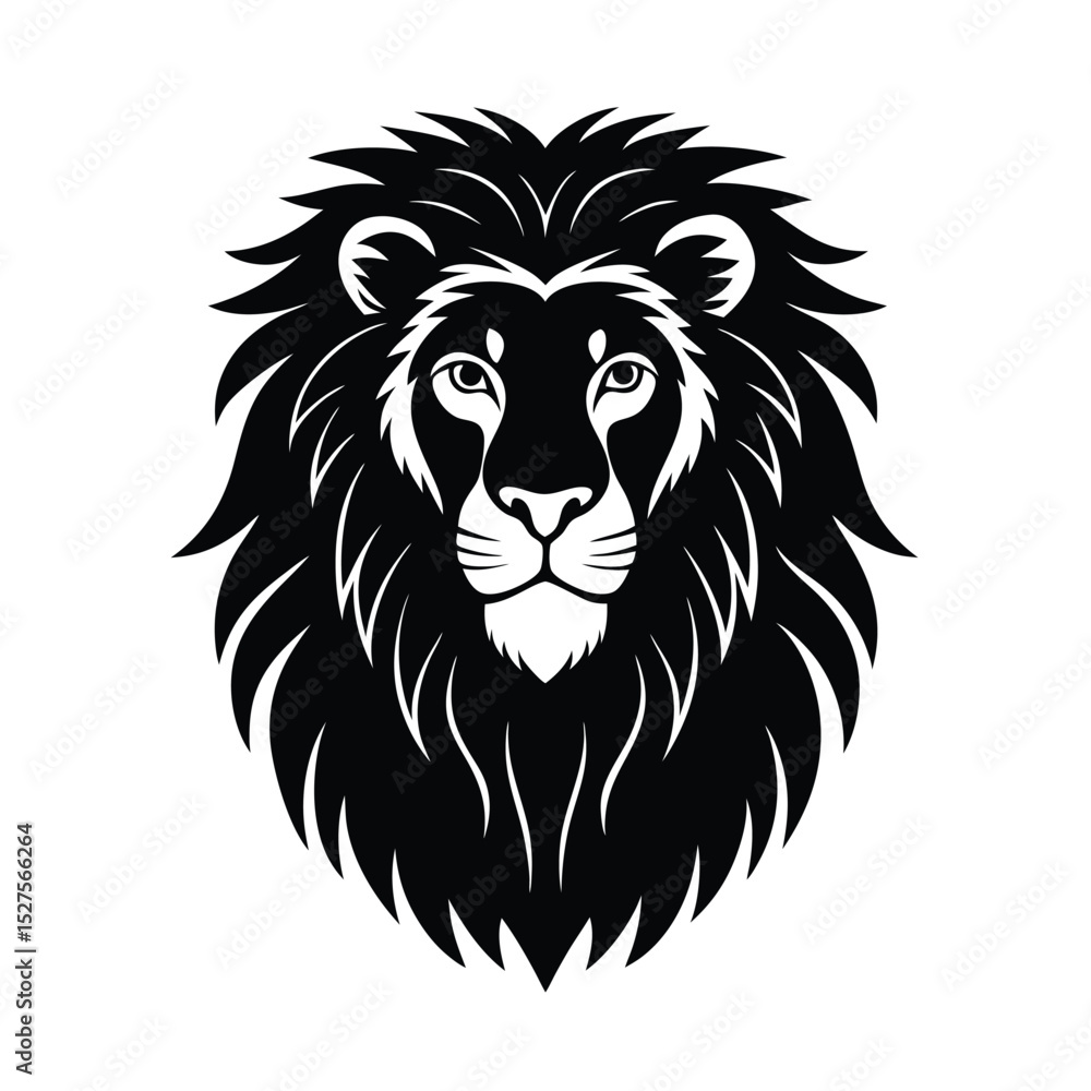 Fototapeta premium Lion Full Mane Vector Silhouette