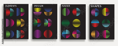 Modern posters . Vector design composition with various geometric shapes . Abstract contemporary art . Vector art ideal for media, ads, covers, brochures, banners

