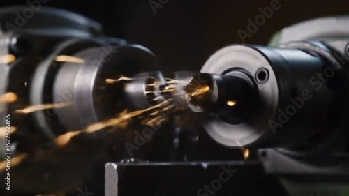 Precision Metalworking Close-up of Industrial Gear Machining Process