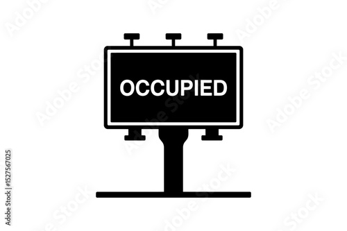 Black occupied sign on a post against white space