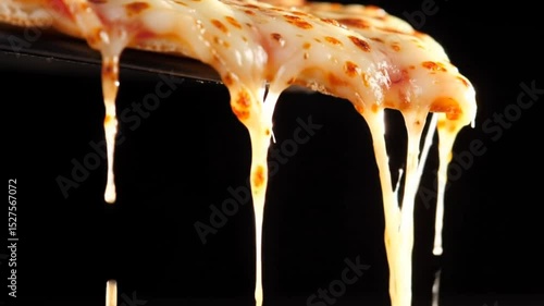 Mouthwatering Cheese Pizza Slice Melted Cheese Stretching Down