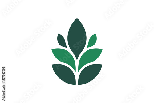 Abstract green plant with symmetrical leaf design