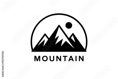 Illustration of mountain range with sun in a circle