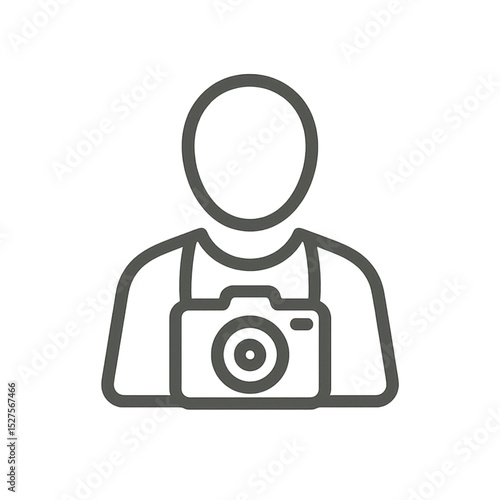 Line art of photographer holding camera in minimalistic style  