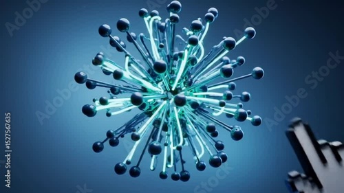Abstract 3D Render of a Complex Molecular Structure with Glowing Connections