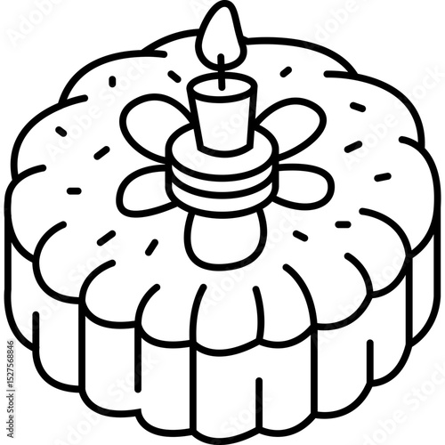 Maamoul Icon in Line Vector Style, Middle Eastern Maamoul Date Cookie