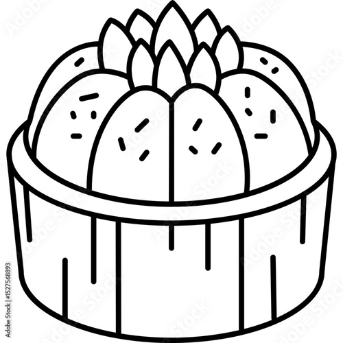 Putu Ayu Icon in Line Vector Style, Indonesian Putu Ayu Steamed Cake