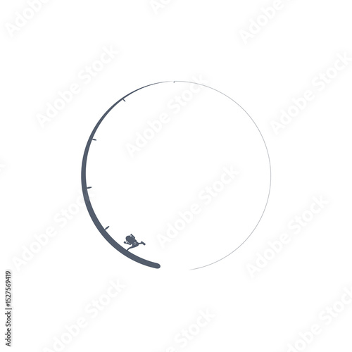 Fishing rod circle logo design isolated on white background
