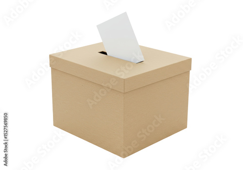 Quadro su tela Isolated Cardboard Ballot Box with Paper Envelope Voting