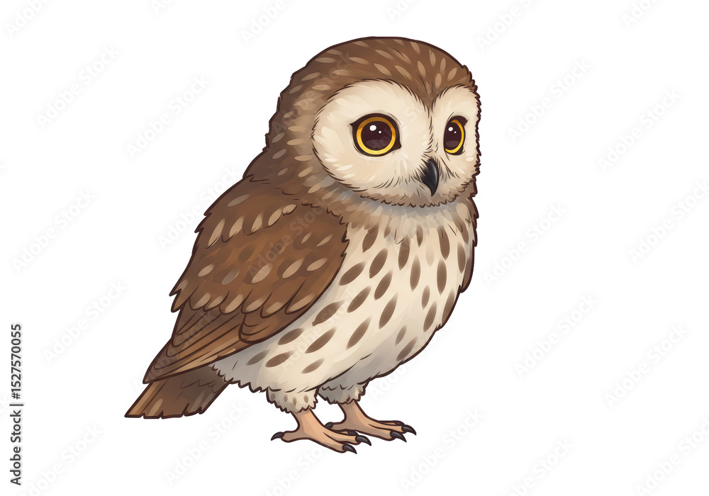 Naklejka premium Isolated Illustration of a Cute Brown and White Owl