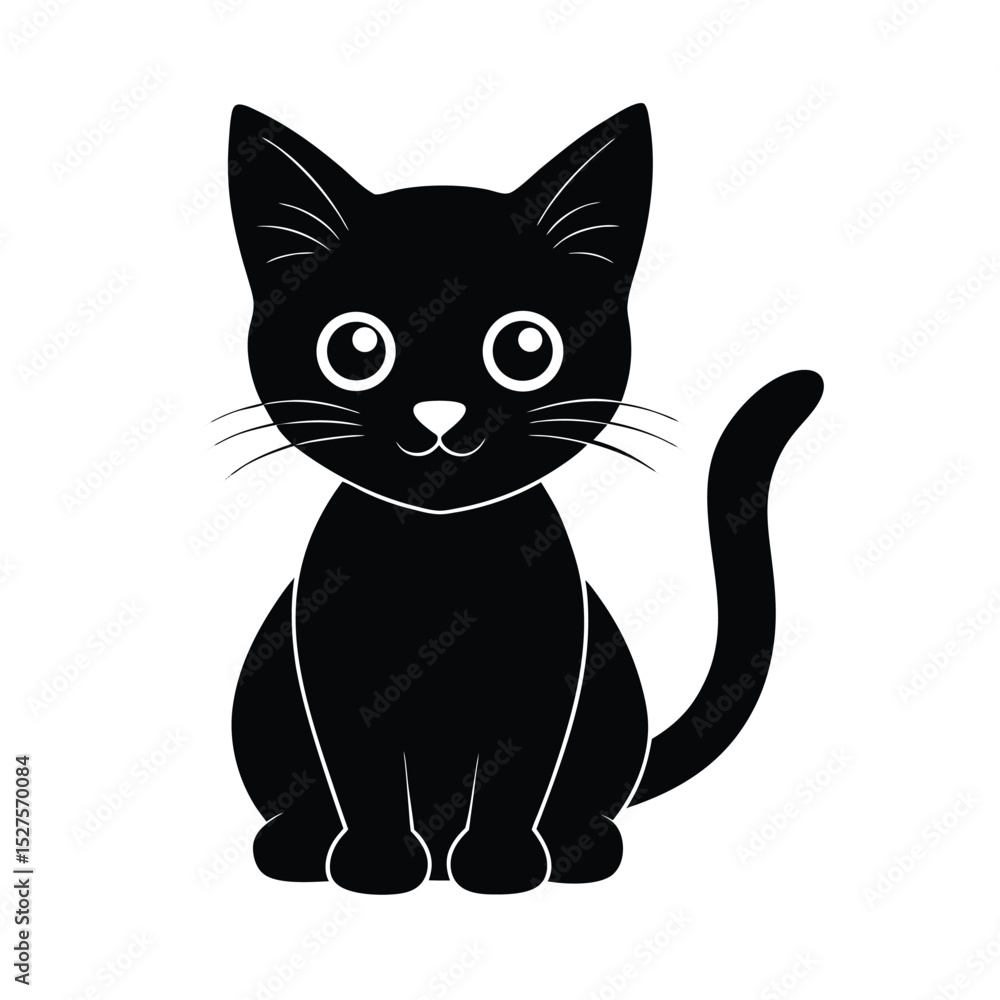 Fototapeta premium Minimalist Generic Kitten Black Vector Silhouette