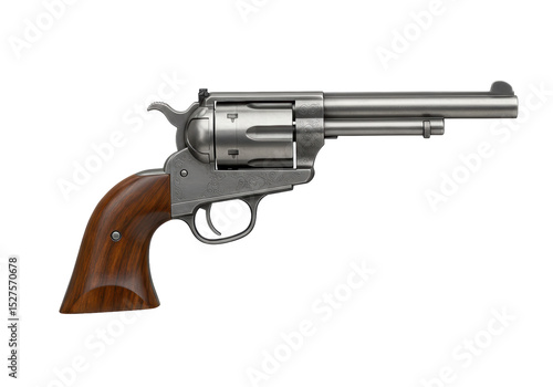 Wallpaper Mural Isolated Silver Revolver with Wooden Grip and Detailed Engravings Torontodigital.ca