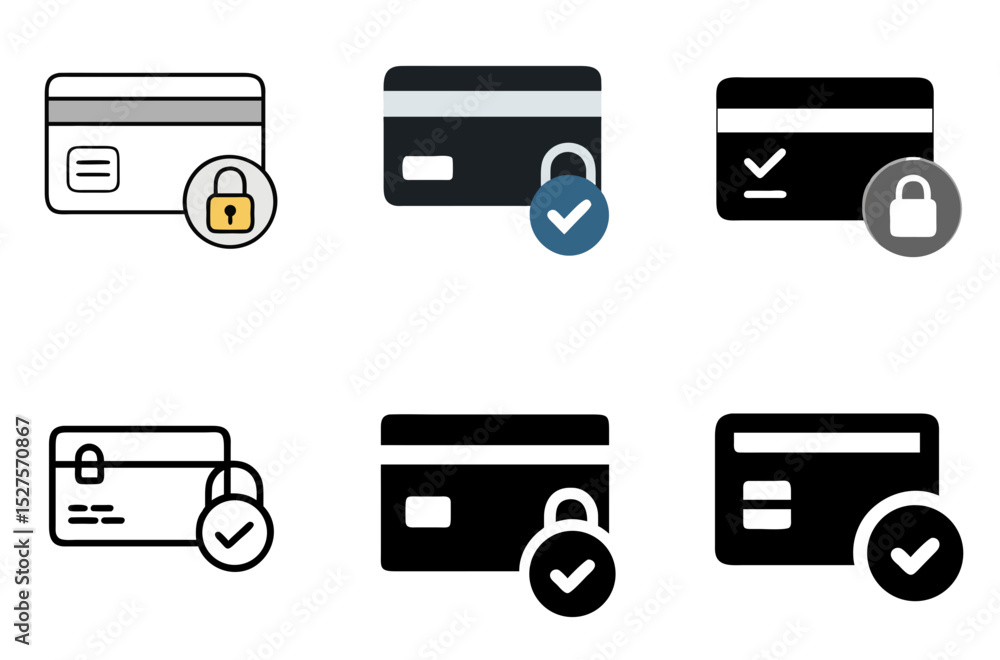Credit Card Padlock Icon Payment Secure Transaction Bank Symbol Set Credit Card Padlock Icon Payment Secure Transaction Bank Symbol Set