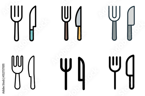 Fork And Knife Eat Icon Restaurant Food Dining Meal Digital Pack