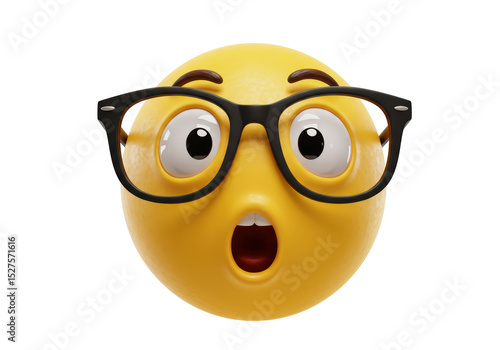 Quadro su tela Isolated Surprised Emoji Face with Glasses
