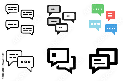 Chat and Message Icon Set – Online Chatting, Dialogue, and Social Interaction Symbols