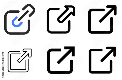 Outbound Link Icons – Website, Hyperlink, and Online Access Vector Collection