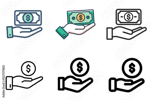 Financial Hand Dollar Icons – Wealth, Budget, and Monetary Vector Symbols