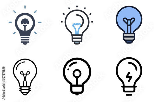 Creative Light Bulb Icons – Concept, Inspiration, and Technology Vector Collection