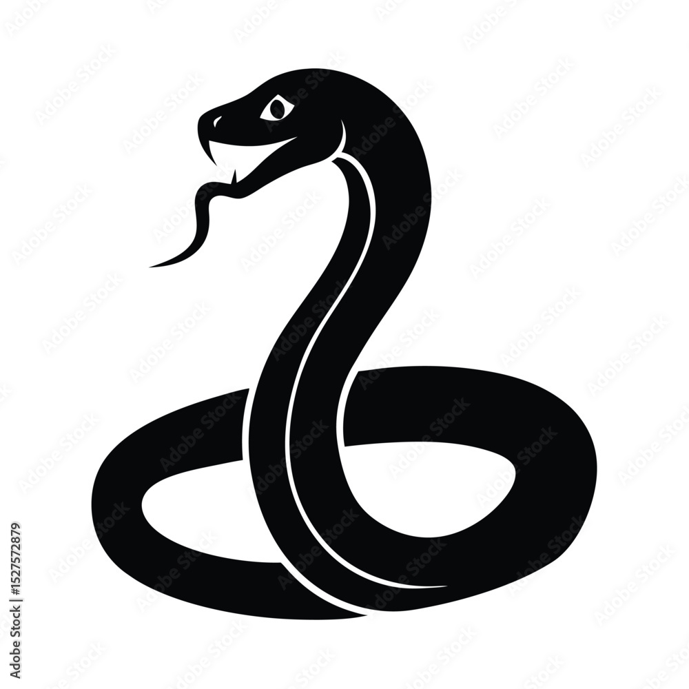 Naklejka premium Minimalist Snake Head Raised Black Vector Silhouette