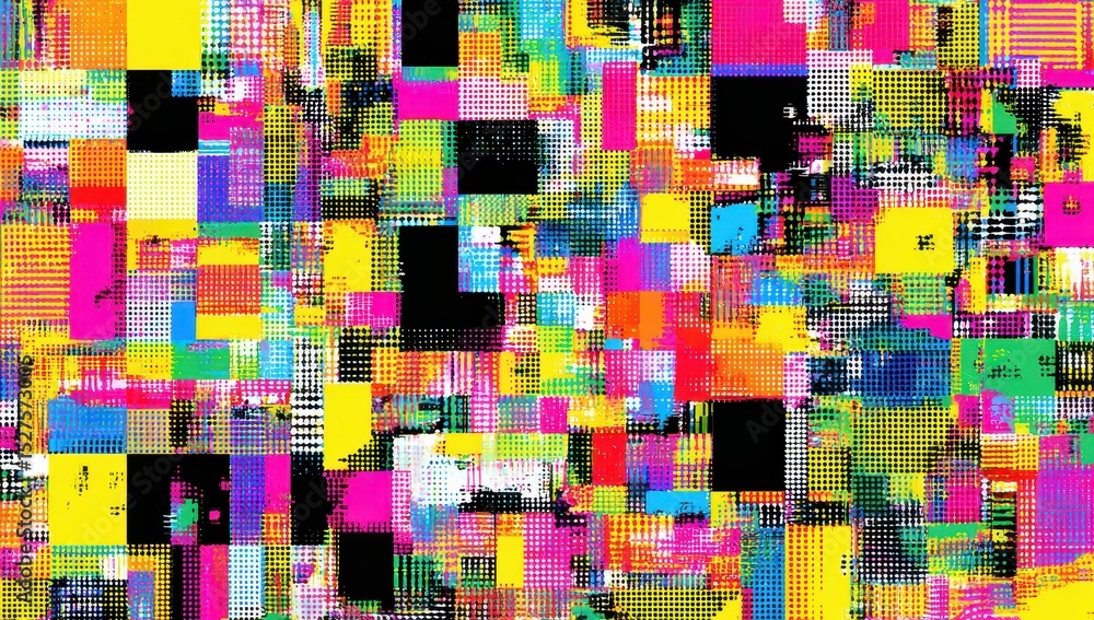 Fototapeta premium Abstract digital collage of vibrant squares