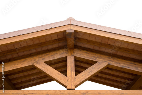 Tableau sur toile New wooden truss structure called palladian truss with beams and wooden roof