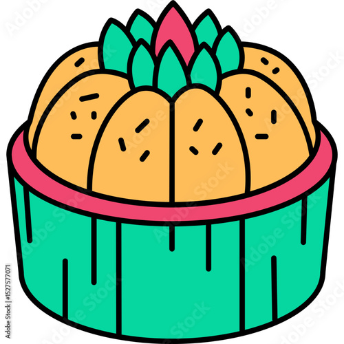 Putu Ayu Icon in Color Line Vector Style, Indonesian Putu Ayu Steamed Cake
