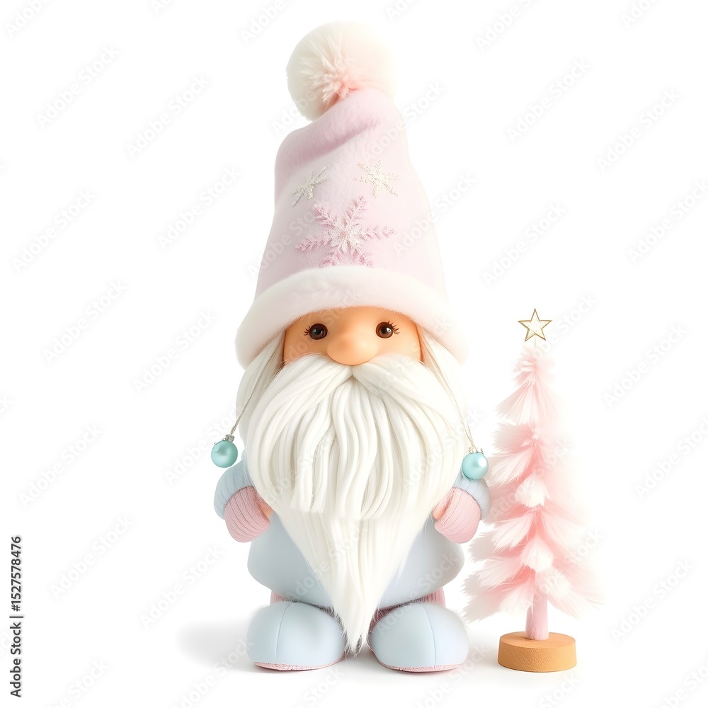 Obraz premium Pastel santa gnome in a whimsical christmas scene.