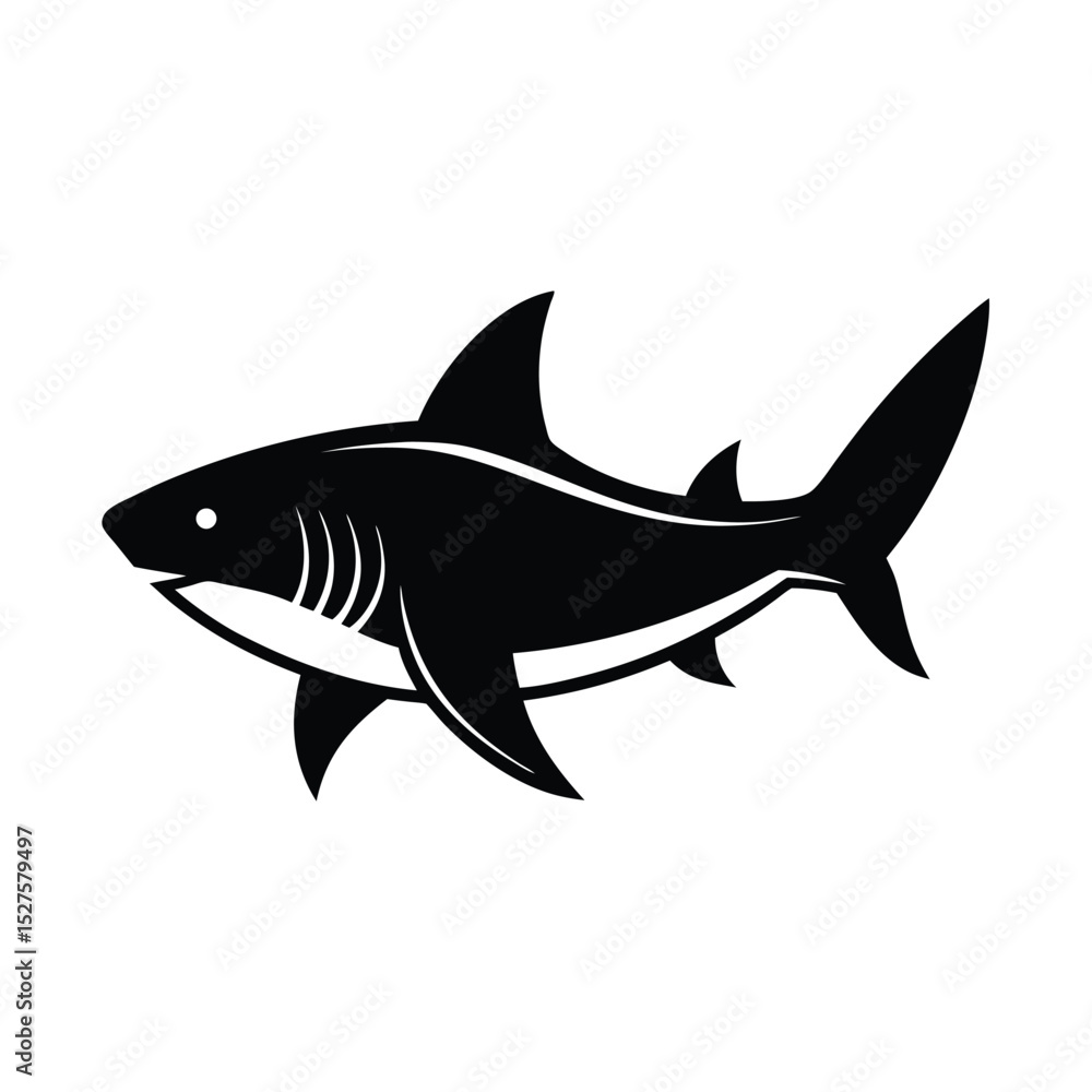 Obraz premium Shark Fin Vector Silhouette