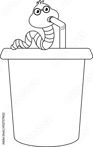bookworm drink cartoon character line.svg