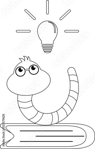 bookworm ideal bulb light cartoon character line.svg
