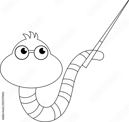 bookworm teacher point cartoon character line.svg