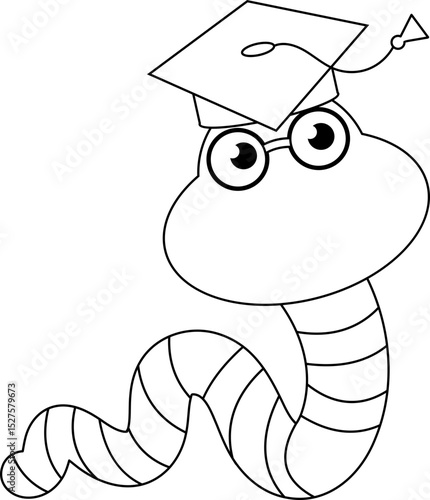 graduation celebration bookworm cartoon character line.svg