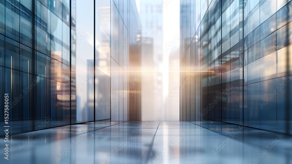 Modern Glass Building Background with Abstract Cityscape Reflections Modern Glass Building Background with Abstract Cityscape Reflections