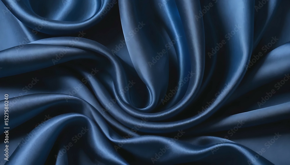 Obraz premium Luxury Deep Blue Satin Fabric: Elegant Draped Texture Background
