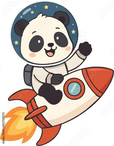 Astronaut Panda on Rocket