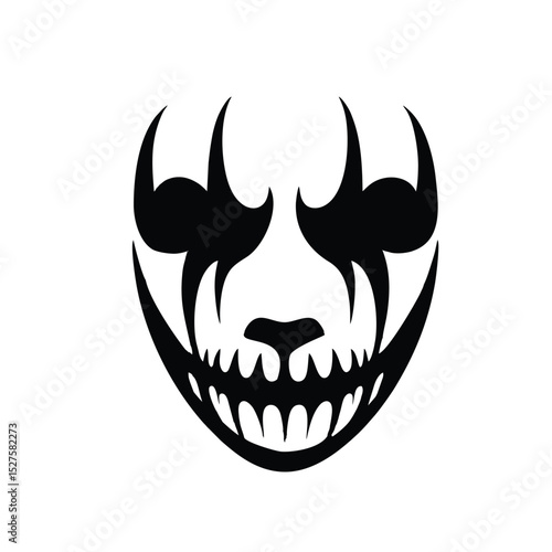 horror scary head mask vector illustration with fiery tribal design