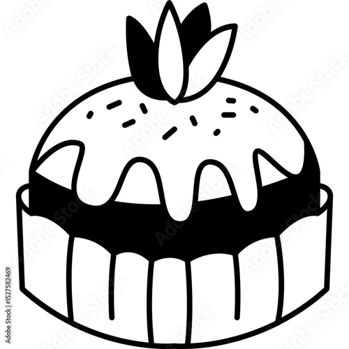 Apam Balik Icon in Glyph Vector Style, Malaysian Apam Balik Pancake