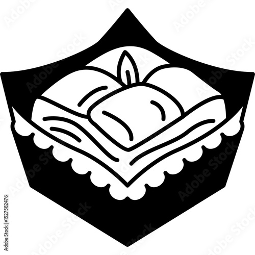 Baklava Icon in Glyph Vector Style, Middle Eastern Baklava Sweet Pastry