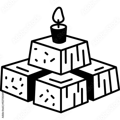 Turrón Icon in Glyph Vector Style, Spanish Turrón Nougat Birthday Sweet