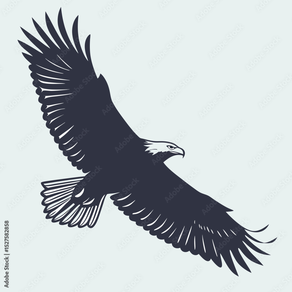 Obraz premium Flying Eagle Silhouette – Isolated Black Vector Illustration