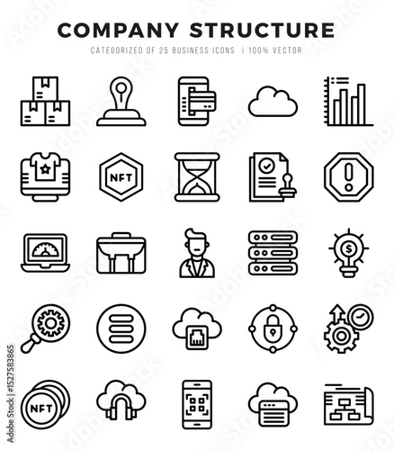 Simple Set of Company Structure Related Vector Lineal Icons.