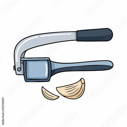 Garlic Press with Cloves Illustration