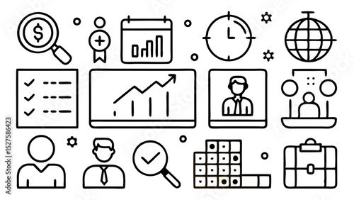 Business strategy planning icons set