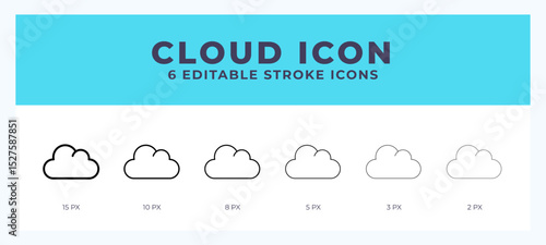 Cloud icon in thin line. Bold line. Regular line. Editable stroke.