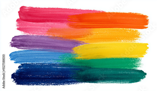 Vibrant rainbow-colored brushstrokes on a white background, hand-drawn with a watercolor technique
