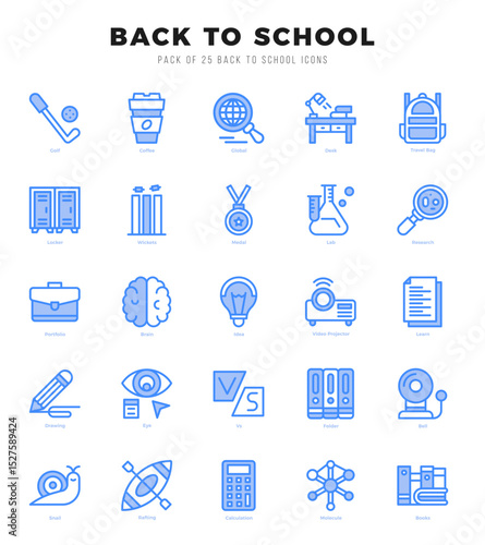 Simple Set of Back To School Related Vector Two Color Icons.