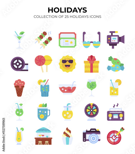 Holidays. A Collection of 25 Summer Vacation Icons